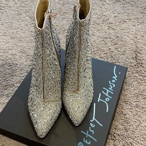 Betsey Johnson Glittering Silver Heeled Boots